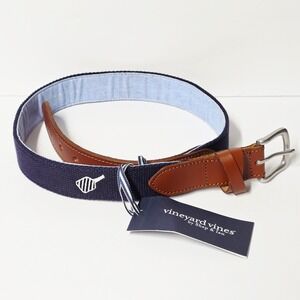 Vineyard Vines Nautical‎ Navy Pickleball Canvas Club Belt Size 30